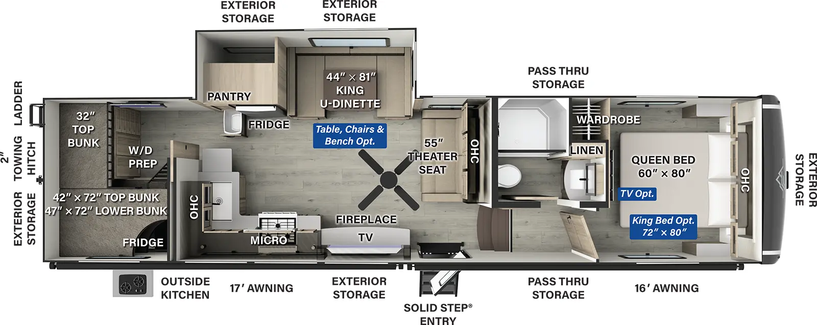 Flagstaff Classic Fifth Wheels F374DBH Floorplan